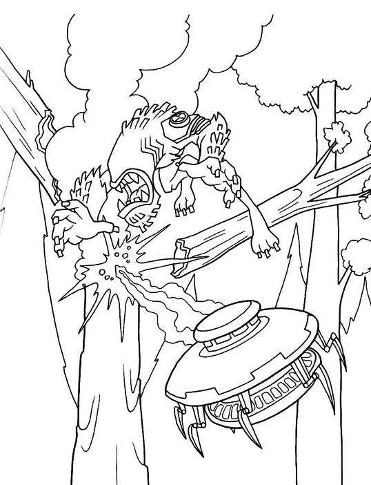 coloriage ben 10 combat des aliens